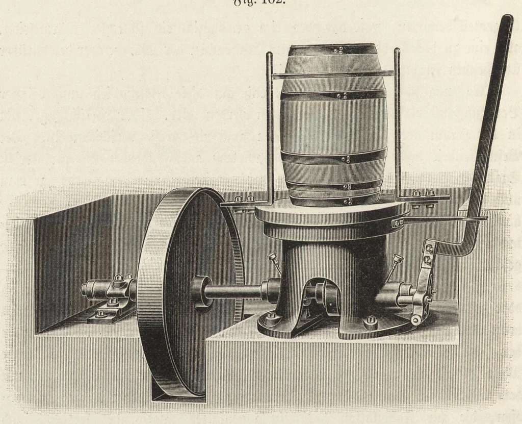 An illustration from J.G. Gentele's Lehrbuch der Farbenfabrikation : Anweisung zur Darstellung, Untersuchung und Verwendung der im Handel vorkommenden Malerfarben, zum Gebrauche für Farben-, Tusch-, und Tapetenfabrikanten, Chemiker, Techniker, Kaufleute, Maler, Koloristen und andere Farbenkonsumenten, 1906, leaf 137
