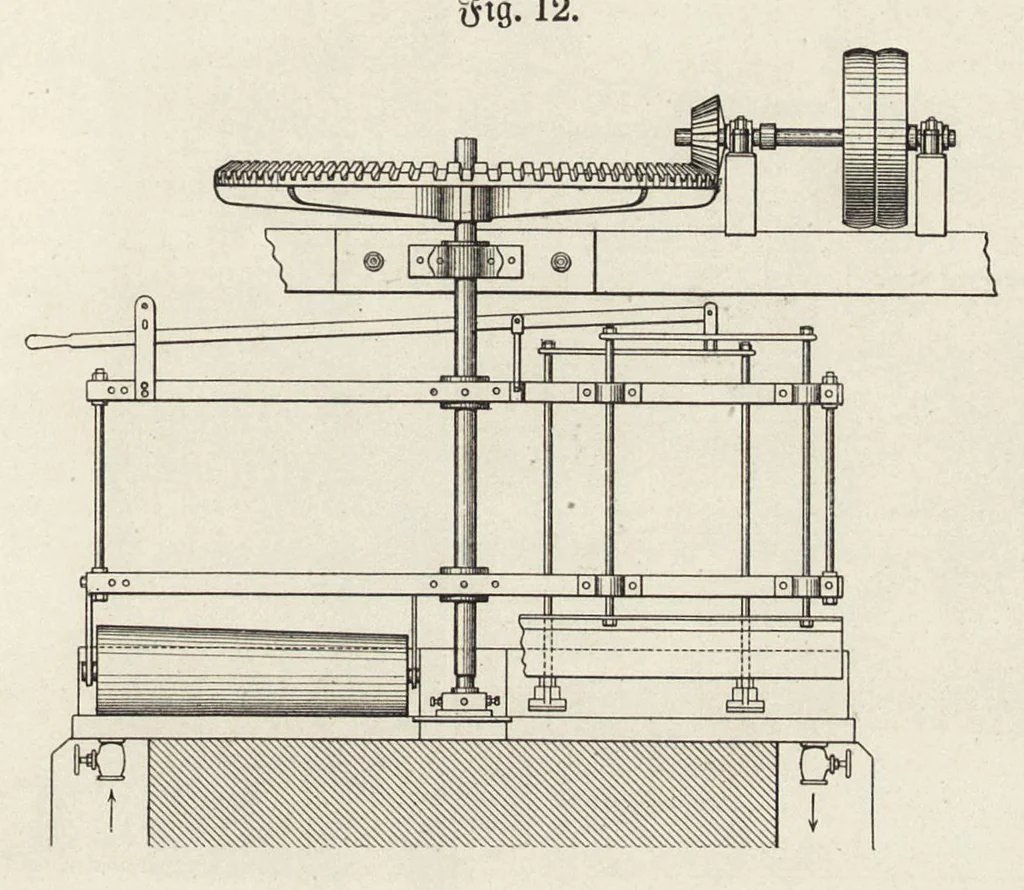 An illustration from J.G. Gentele's Lehrbuch der Farbenfabrikation : Anweisung zur Darstellung, Untersuchung und Verwendung der im Handel vorkommenden Malerfarben, zum Gebrauche für Farben-, Tusch-, und Tapetenfabrikanten, Chemiker, Techniker, Kaufleute, Maler, Koloristen und andere Farbenkonsumenten, 1906, leaf 48