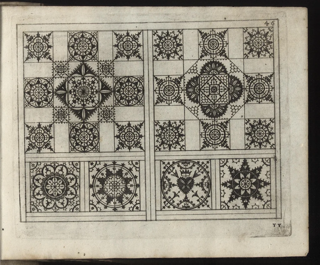 An illustration from Newes Modelbuch in Kupffer gemacht : darinen allerhand Arth newer Mödel von dün, mittel vnd dick aussgeschnidener Arbeit, auch andern künstlichen Nehwerck zu gebrauchen mit Vleiss inn Druck verfertigt, 1604, leaf 116