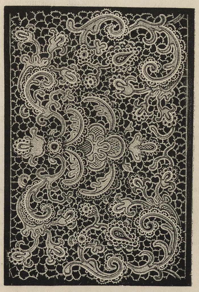 An illustration from Lace, ancient and modern : comprising a history of its origin and manufacture, with instructions concerning the manner of making it, 1880, leaf 138