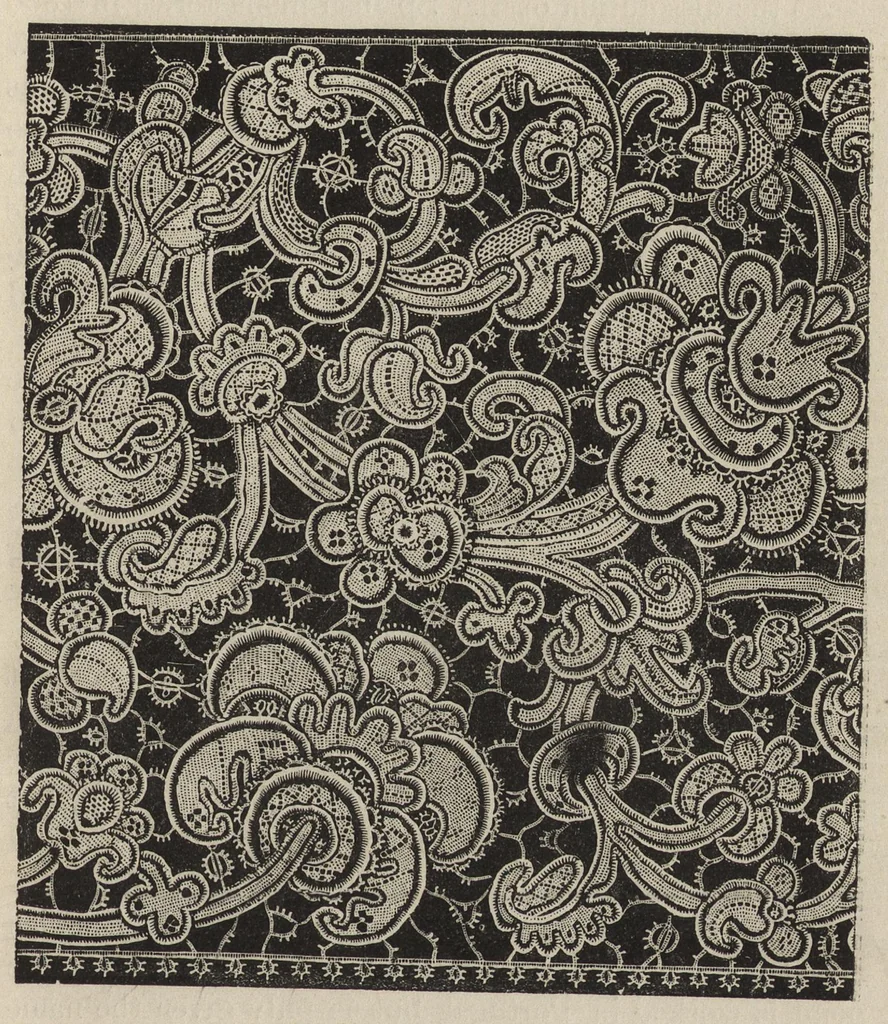 An illustration from Lace, ancient and modern : comprising a history of its origin and manufacture, with instructions concerning the manner of making it, 1880, leaf 148