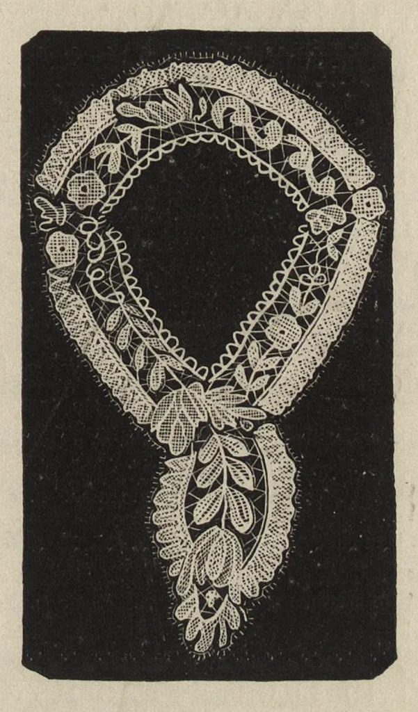 An illustration from Lace, ancient and modern : comprising a history of its origin and manufacture, with instructions concerning the manner of making it, 1880, leaf 200