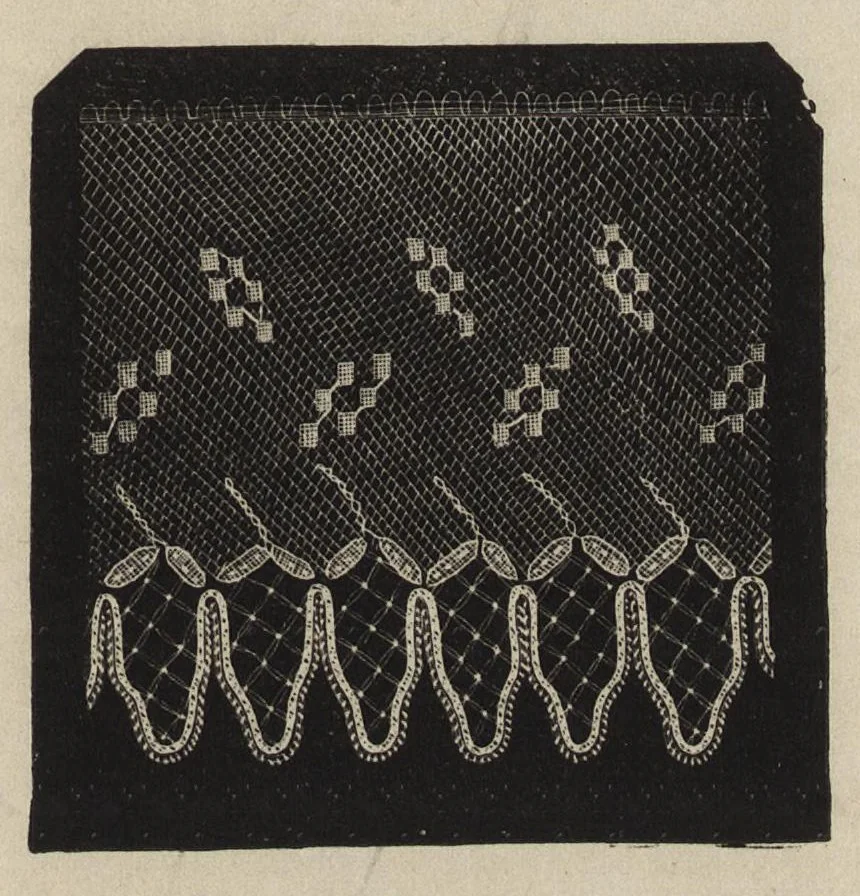 An illustration from Lace, ancient and modern : comprising a history of its origin and manufacture, with instructions concerning the manner of making it, 1880, leaf 218