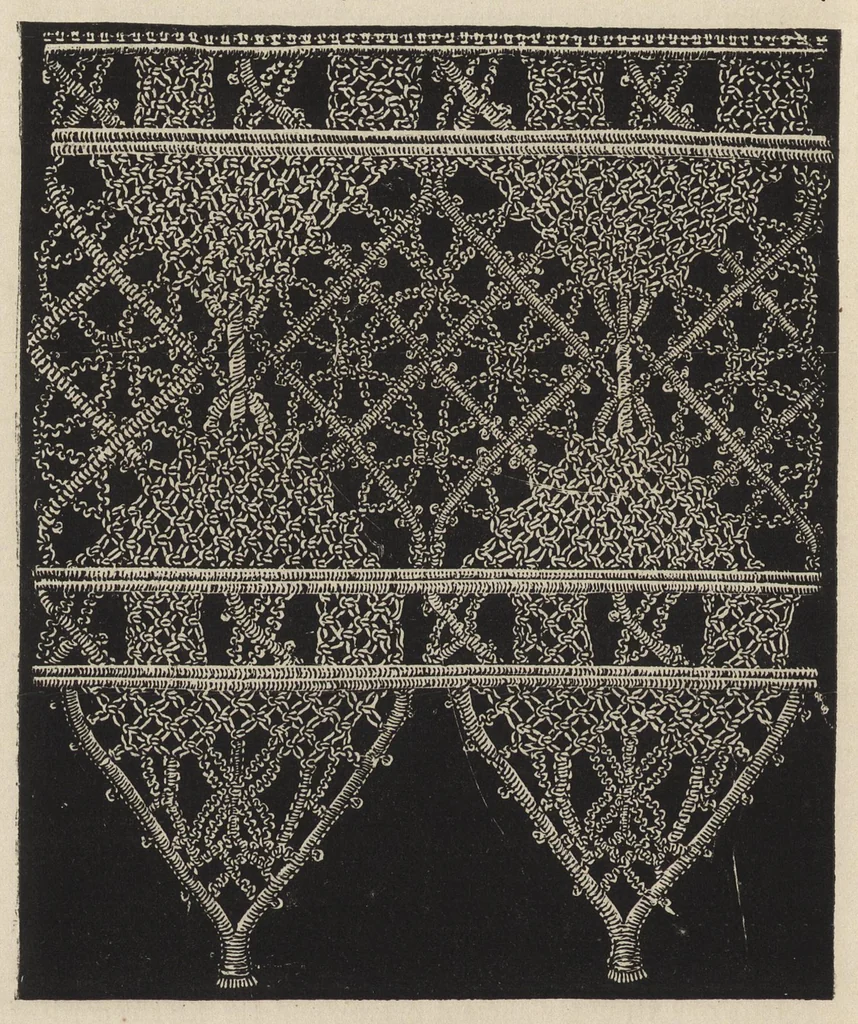 An illustration from Lace, ancient and modern : comprising a history of its origin and manufacture, with instructions concerning the manner of making it, 1880, leaf 235