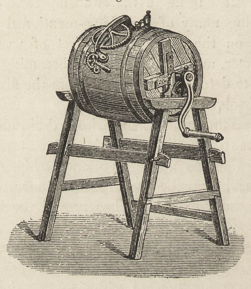 An illustration from The practical scourer and garment dyer : comprising dry or chemical cleansing, the art of removing stains, fine washing, bleaching and dyeing of straw hats, gloves and feathers of all kinds, dyeing of worn clothes of all fabrics, including mixed goods, by one dip, and the manufacture of soaps and fluids for cleansing purposes, 1893, leaf 87