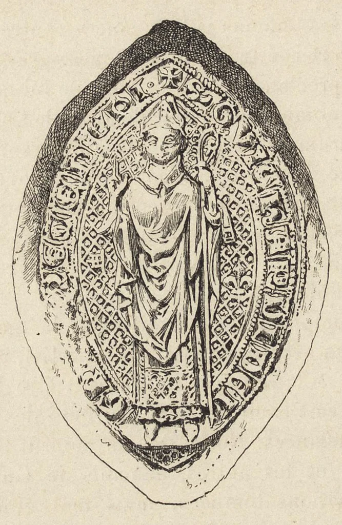 An illustration from Le procès de Guichard, évêque de Troyes (1308-1313), 1896, leaf 77