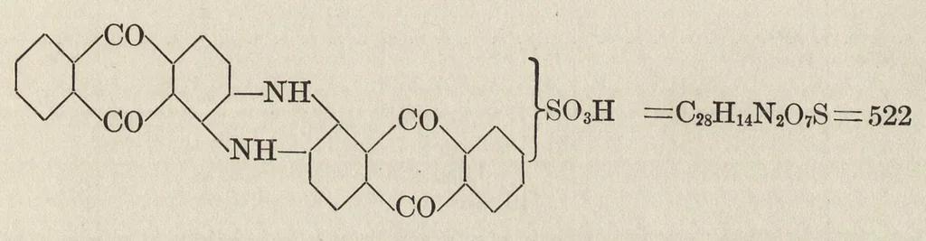 An illustration from Dyes classified by intermediates : dyes tabularly arranged under each intermediate, with statistical and other data for both dyes and intermediates : glossary of dye and intermediate names alphabetically arranged, 1922, leaf 324