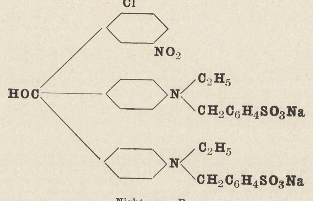 An illustration from The chemistry of the coal-tar dyes, 1911, leaf 127