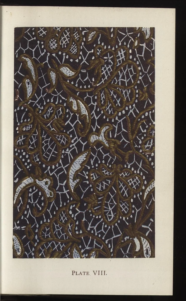 An illustration from Design in textile fabrics, 1885, leaf 182