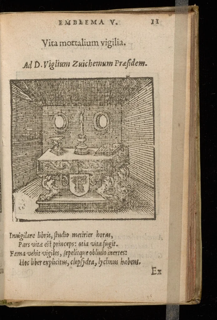 An illustration from Hadriani Iunii medici Emblemata : eiusdem ænigmatum libellus, 1585, leaf 24