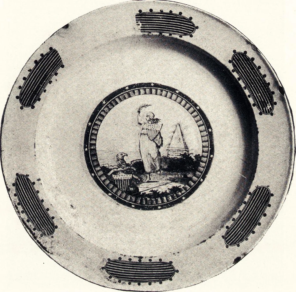An illustration from Anglo-American pottery : old English china with American views, a manual for collectors, 1901, leaf 28