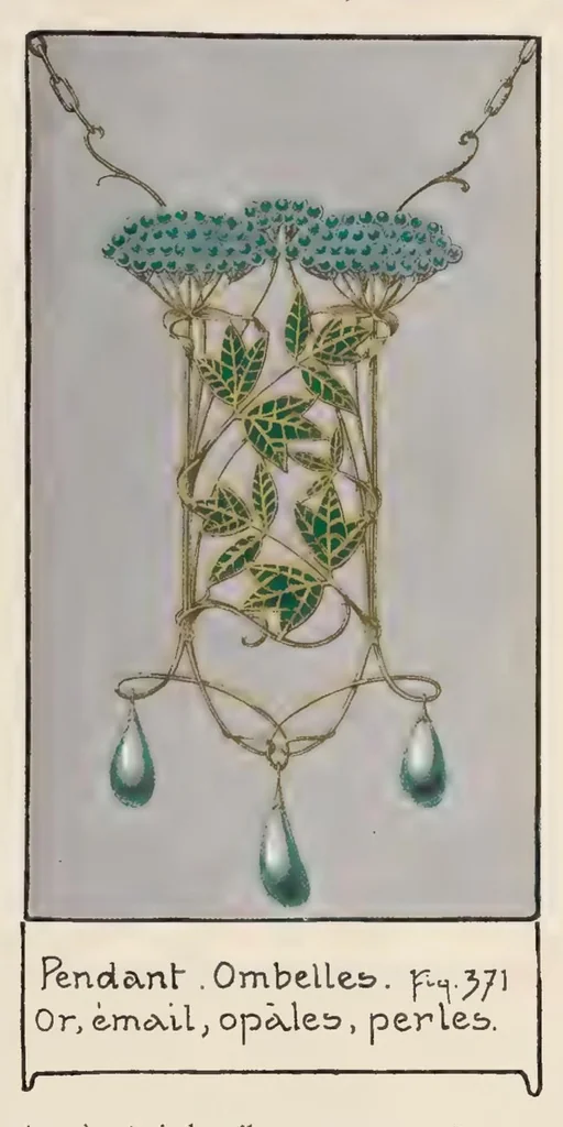An illustration from Etude de la plante : son application aux industries d'art : pochoir, papier peint, etoffes, céramique, marqueterie, tapis, ferronnerie, reliure, dentelles, broderies, vitrail, mosaïque, bijouterie, bronze, orfévrerie, 1914, leaf 320