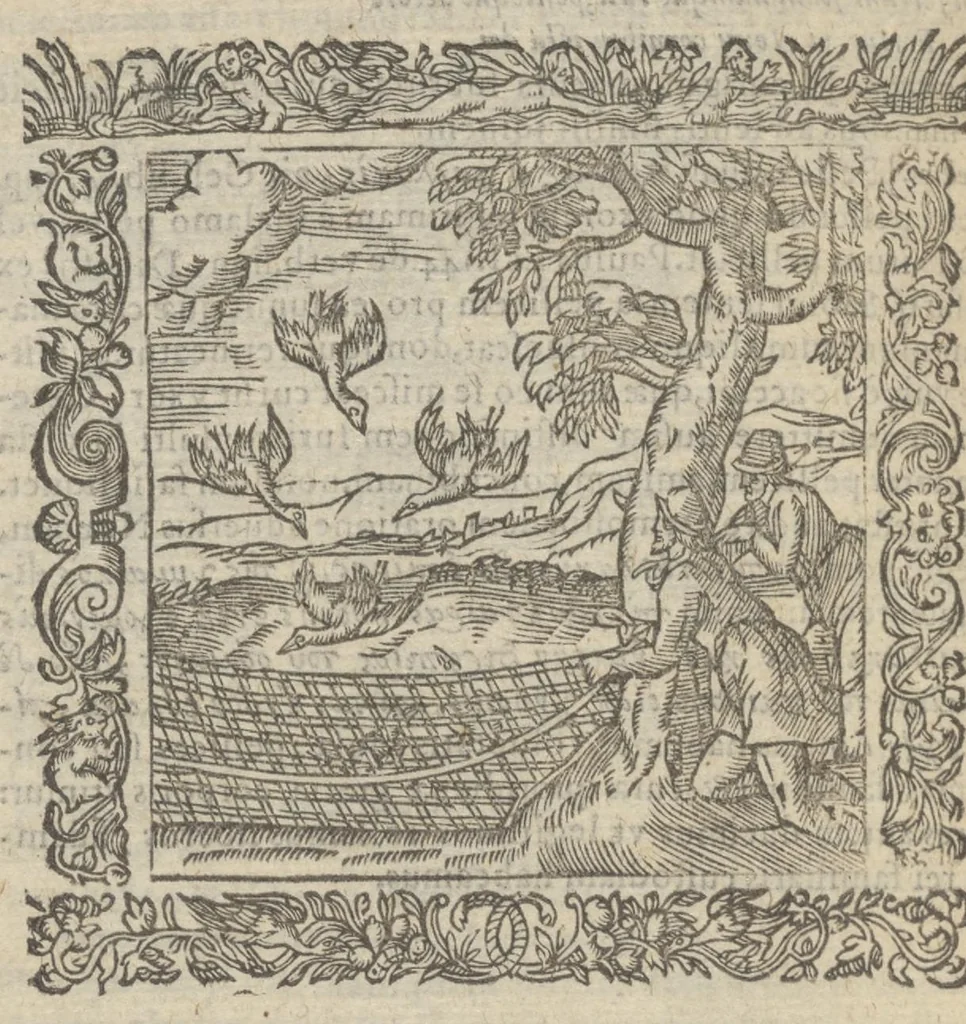 An illustration from Omnia Andreae Alciati v.c. emblemata : cum commentariis, quibus emblematum aperta origine mens auctoris explicatur & obscura omnia dubiáque illustrantur : adiectae ad calcem notae posteriores, 1589, leaf 387