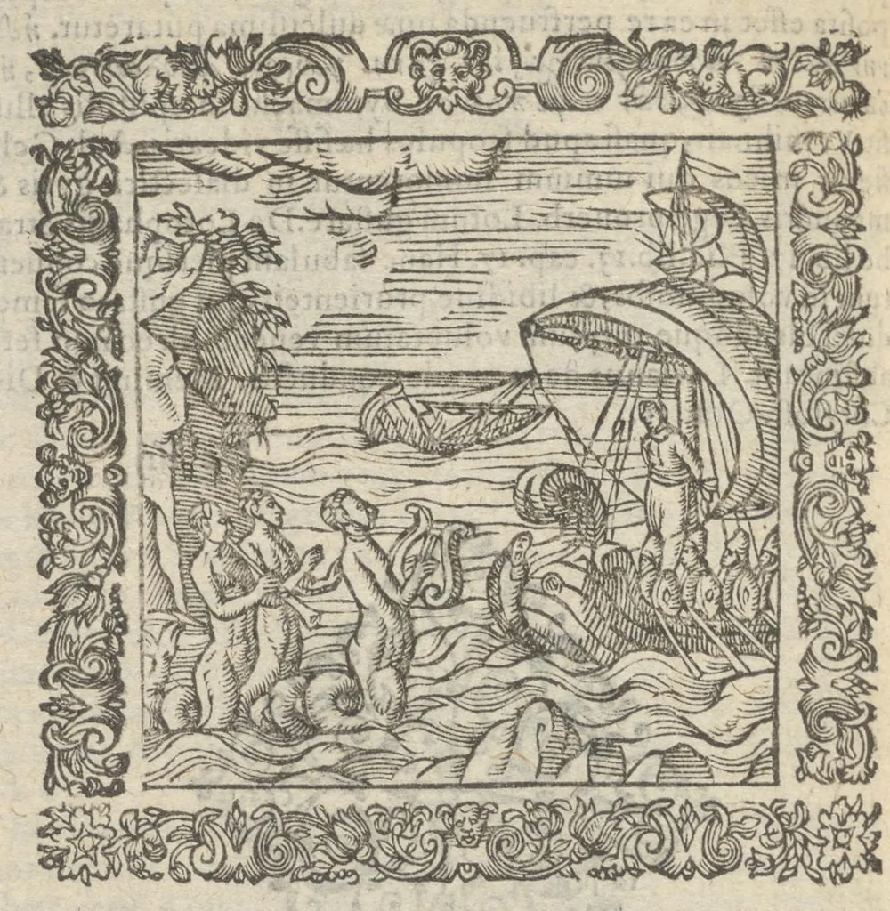 An illustration from Omnia Andreae Alciati v.c. emblemata : cum commentariis, quibus emblematum aperta origine mens auctoris explicatur & obscura omnia dubiáque illustrantur : adiectae ad calcem notae posteriores, 1589, leaf 587