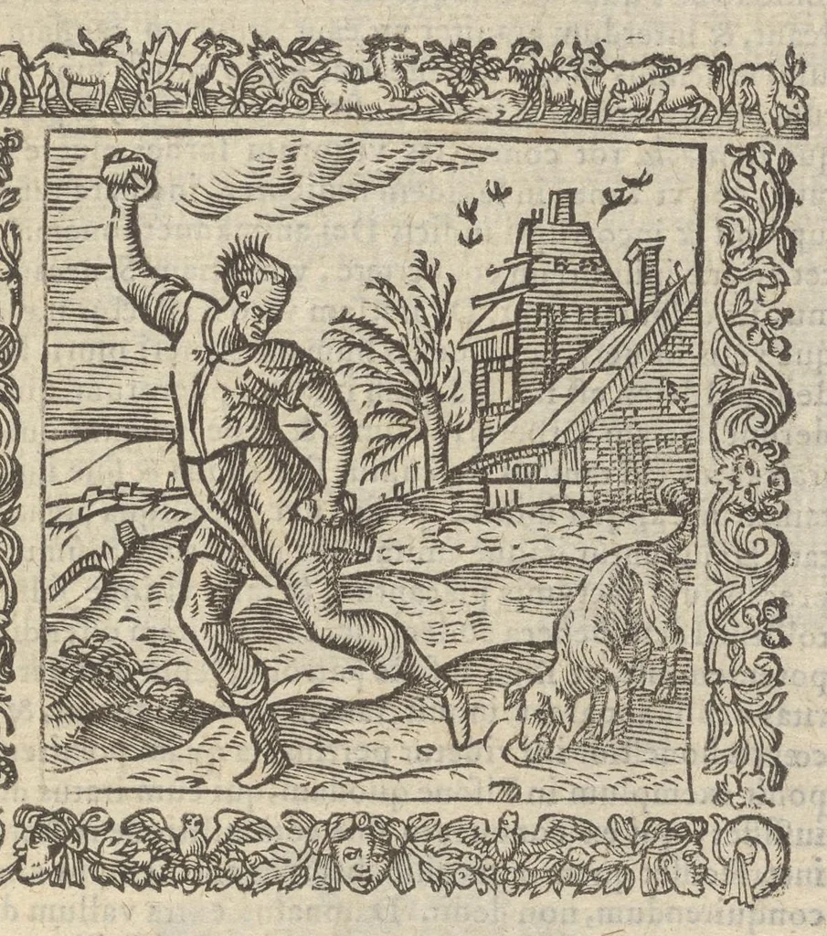 An illustration from Omnia Andreae Alciati v.c. emblemata : cum commentariis, quibus emblematum aperta origine mens auctoris explicatur & obscura omnia dubiáque illustrantur : adiectae ad calcem notae posteriores, 1589, leaf 774