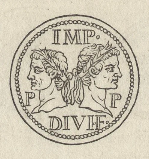 An illustration from Augustarum imagines aereis formis expressae : vitae quoque earundem breviter enarratae, Signorum etiam, quae in posteriori parte numismatu[m] efficta su[n]t ratio explicata, 1558, leaf 101