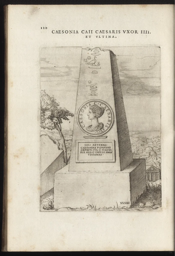 An illustration from Augustarum imagines aereis formis expressae : vitae quoque earundem breviter enarratae, Signorum etiam, quae in posteriori parte numismatu[m] efficta su[n]t ratio explicata, 1558, leaf 143