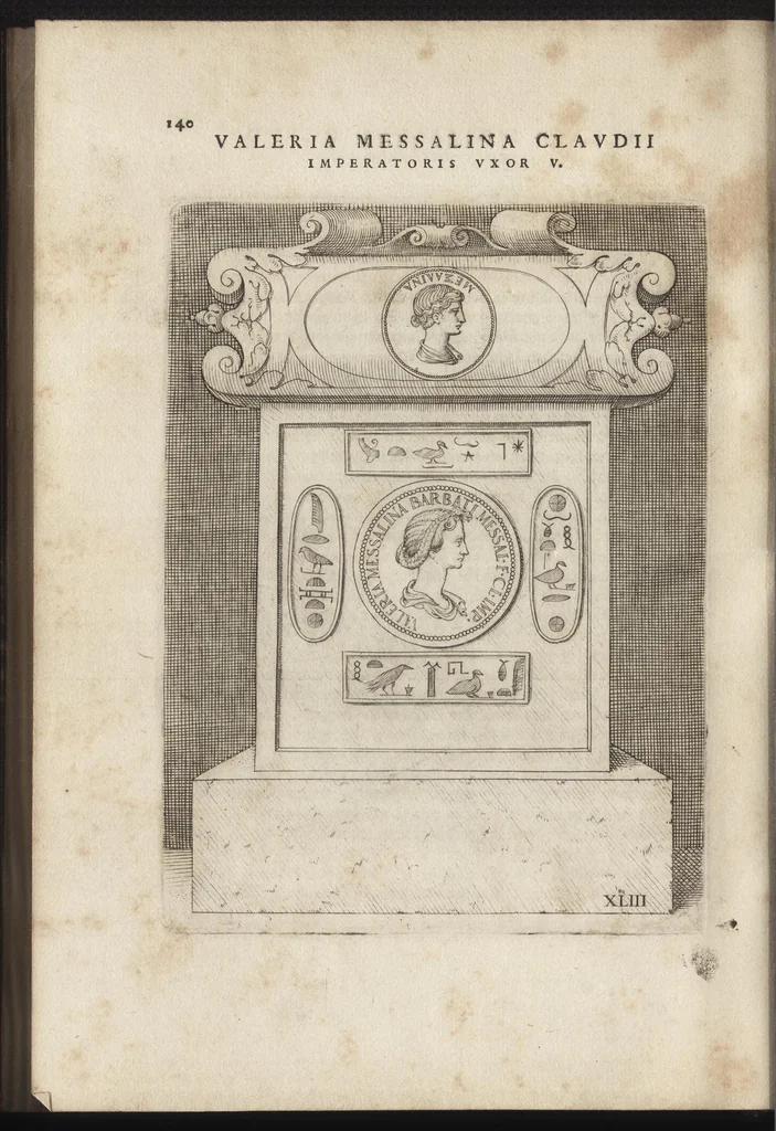 An illustration from Augustarum imagines aereis formis expressae : vitae quoque earundem breviter enarratae, Signorum etiam, quae in posteriori parte numismatu[m] efficta su[n]t ratio explicata, 1558, leaf 163