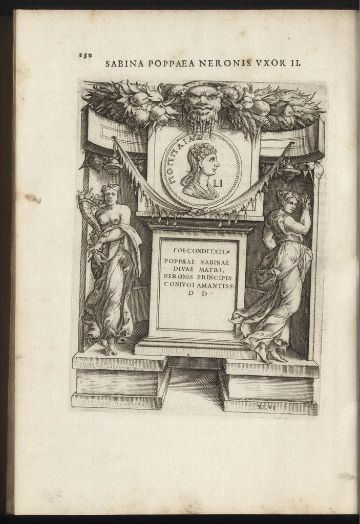 An illustration from Augustarum imagines aereis formis expressae : vitae quoque earundem breviter enarratae, Signorum etiam, quae in posteriori parte numismatu[m] efficta su[n]t ratio explicata, 1558, leaf 173