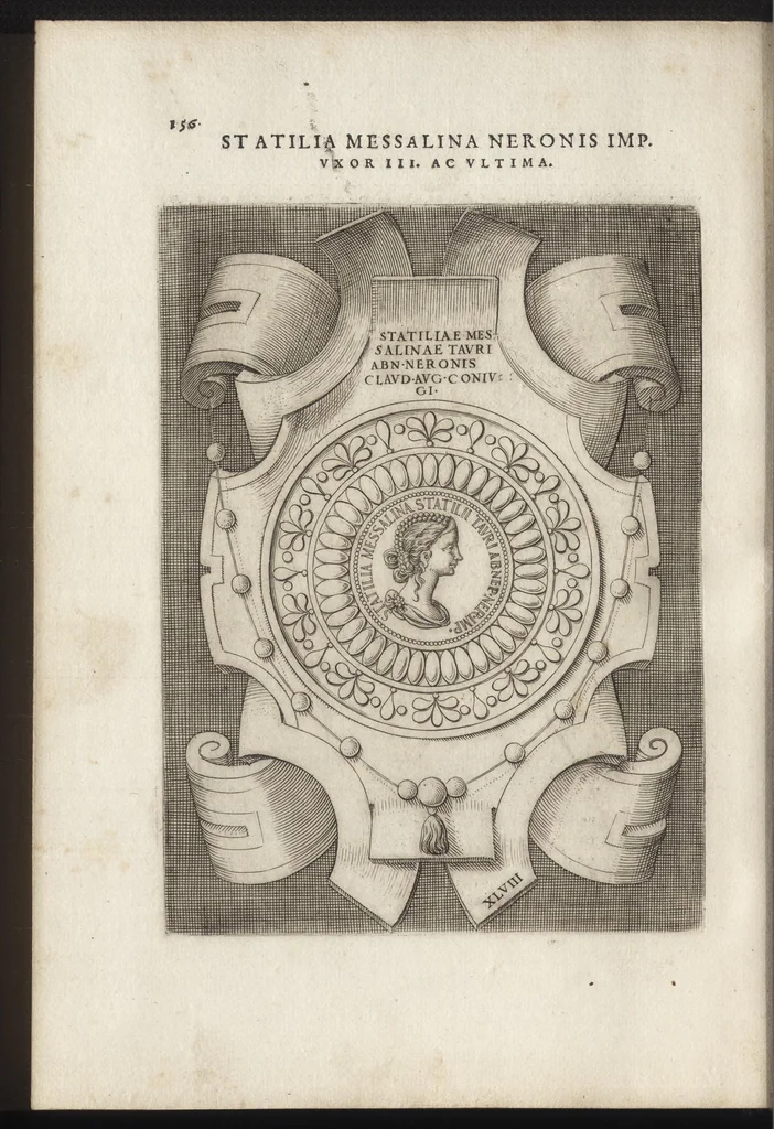 An illustration from Augustarum imagines aereis formis expressae : vitae quoque earundem breviter enarratae, Signorum etiam, quae in posteriori parte numismatu[m] efficta su[n]t ratio explicata, 1558, leaf 179
