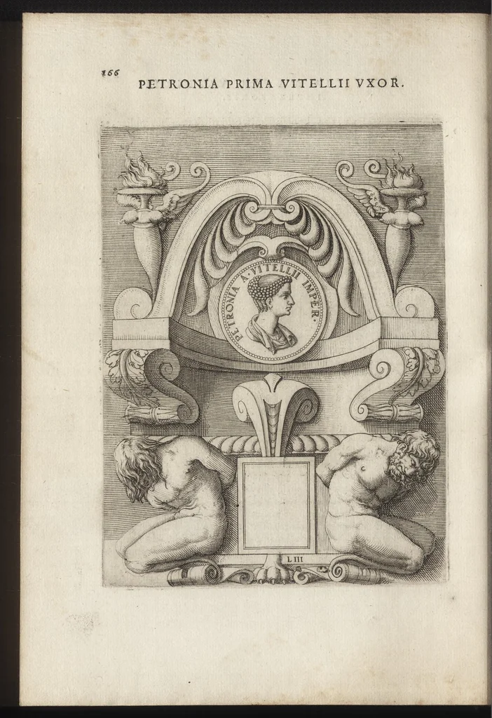 An illustration from Augustarum imagines aereis formis expressae : vitae quoque earundem breviter enarratae, Signorum etiam, quae in posteriori parte numismatu[m] efficta su[n]t ratio explicata, 1558, leaf 189