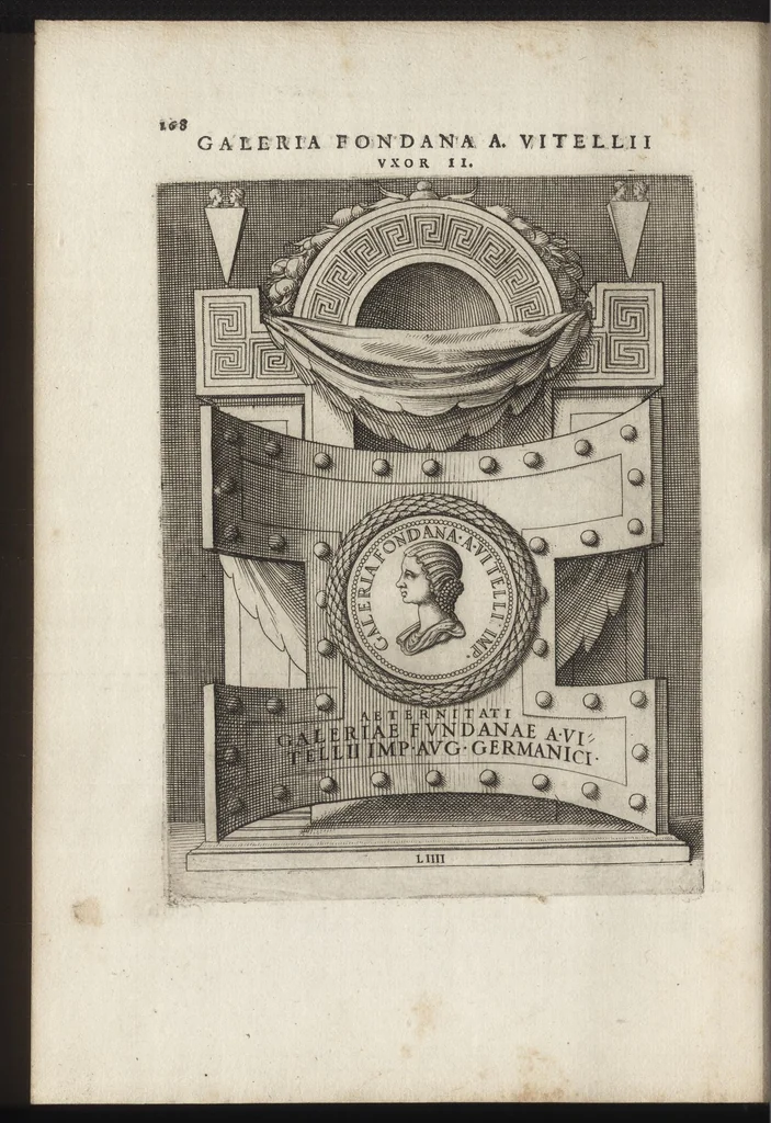 An illustration from Augustarum imagines aereis formis expressae : vitae quoque earundem breviter enarratae, Signorum etiam, quae in posteriori parte numismatu[m] efficta su[n]t ratio explicata, 1558, leaf 191