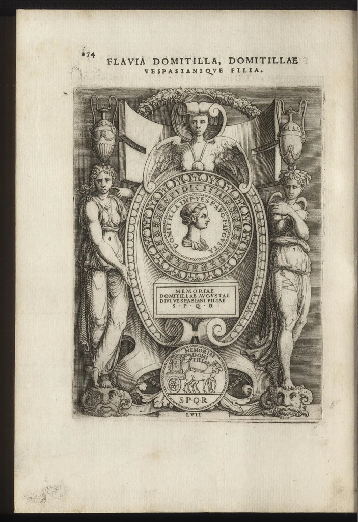 An illustration from Augustarum imagines aereis formis expressae : vitae quoque earundem breviter enarratae, Signorum etiam, quae in posteriori parte numismatu[m] efficta su[n]t ratio explicata, 1558, leaf 197
