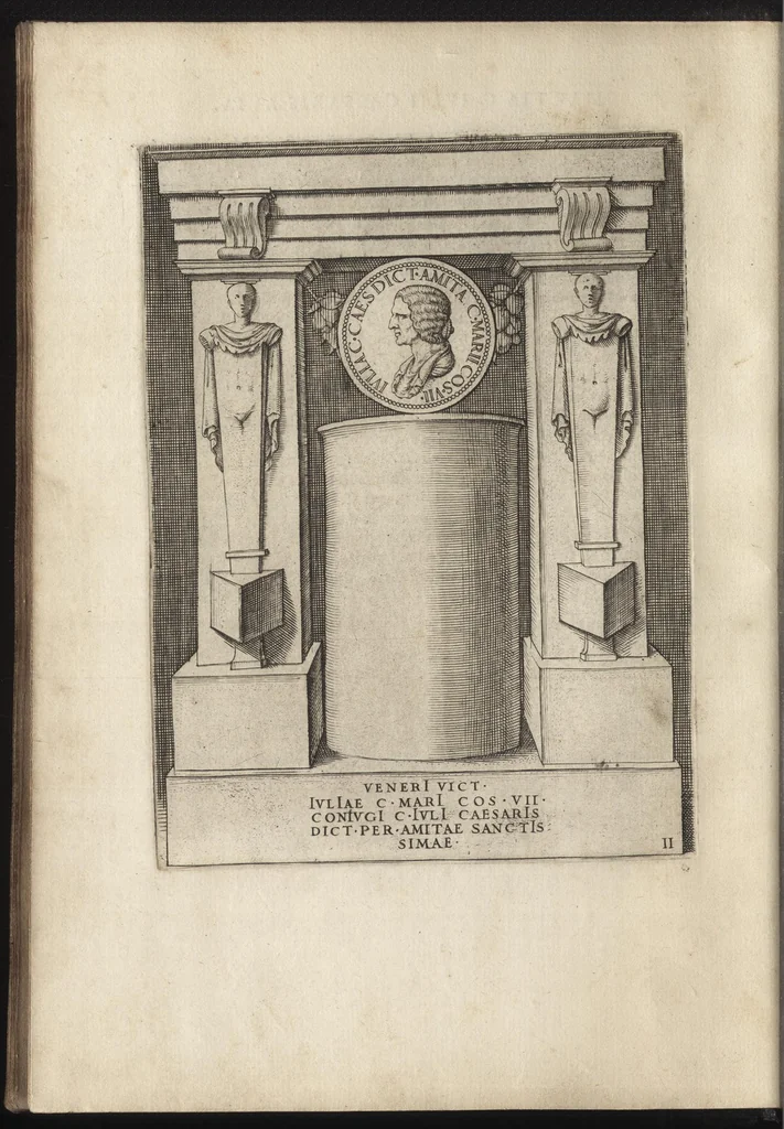 An illustration from Augustarum imagines aereis formis expressae : vitae quoque earundem breviter enarratae, Signorum etiam, quae in posteriori parte numismatu[m] efficta su[n]t ratio explicata, 1558, leaf 23
