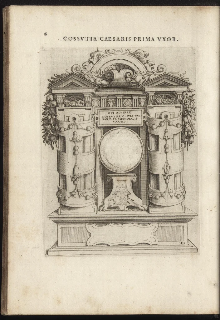 An illustration from Augustarum imagines aereis formis expressae : vitae quoque earundem breviter enarratae, Signorum etiam, quae in posteriori parte numismatu[m] efficta su[n]t ratio explicata, 1558, leaf 27