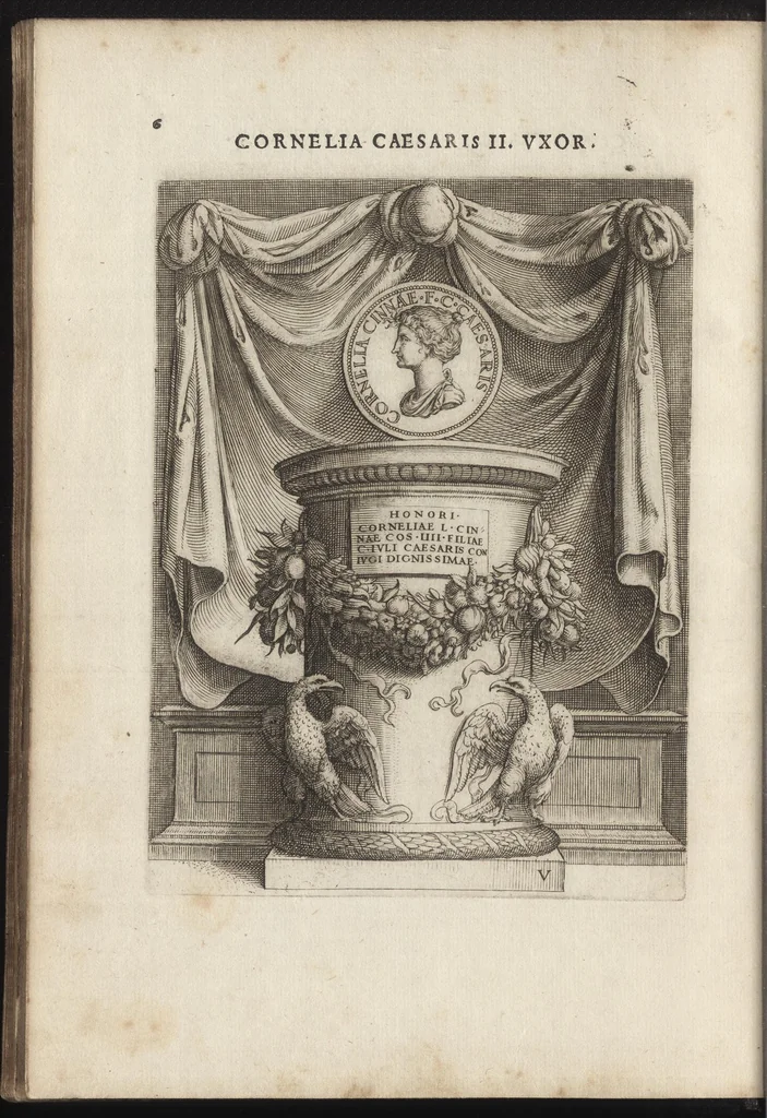 An illustration from Augustarum imagines aereis formis expressae : vitae quoque earundem breviter enarratae, Signorum etiam, quae in posteriori parte numismatu[m] efficta su[n]t ratio explicata, 1558, leaf 29