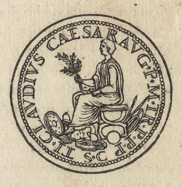 An illustration from Augustarum imagines aereis formis expressae : vitae quoque earundem breviter enarratae, Signorum etiam, quae in posteriori parte numismatu[m] efficta su[n]t ratio explicata, 1558, leaf 83