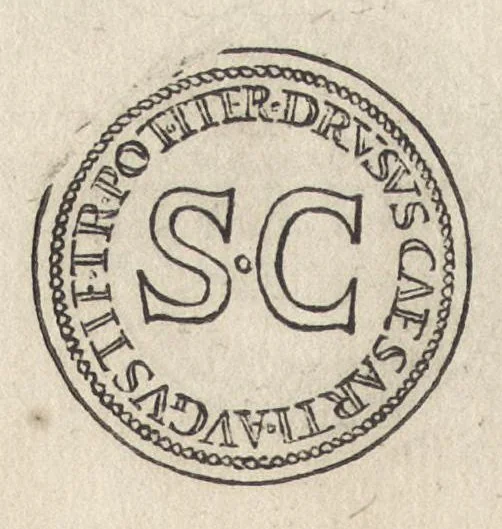 An illustration from Augustarum imagines aereis formis expressae : vitae quoque earundem breviter enarratae, Signorum etiam, quae in posteriori parte numismatu[m] efficta su[n]t ratio explicata, 1558, leaf 93