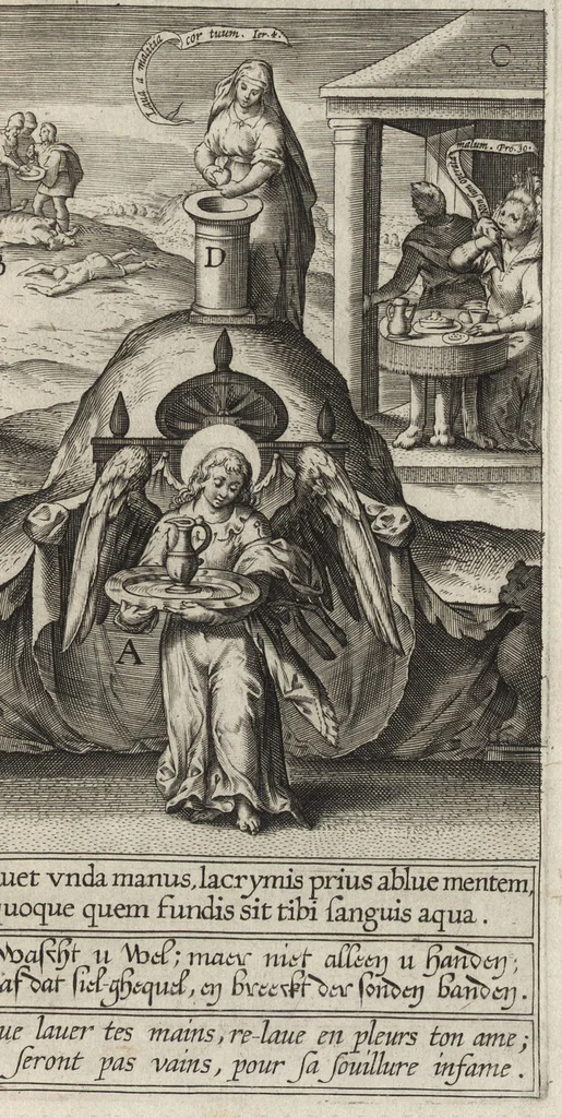 An illustration from Paradisus sponsi et sponsae : in quo messis myrrhae et aromatum ex instrumentis ac mysterijs passionis Christi colligenda, vt ei commoriamur ; et, Pancarpium Marianum, septemplici titulorum serie distinctum, vt in B. Virginis odorem curramus, et Christus formetur in nobis, 1618, leaf 168