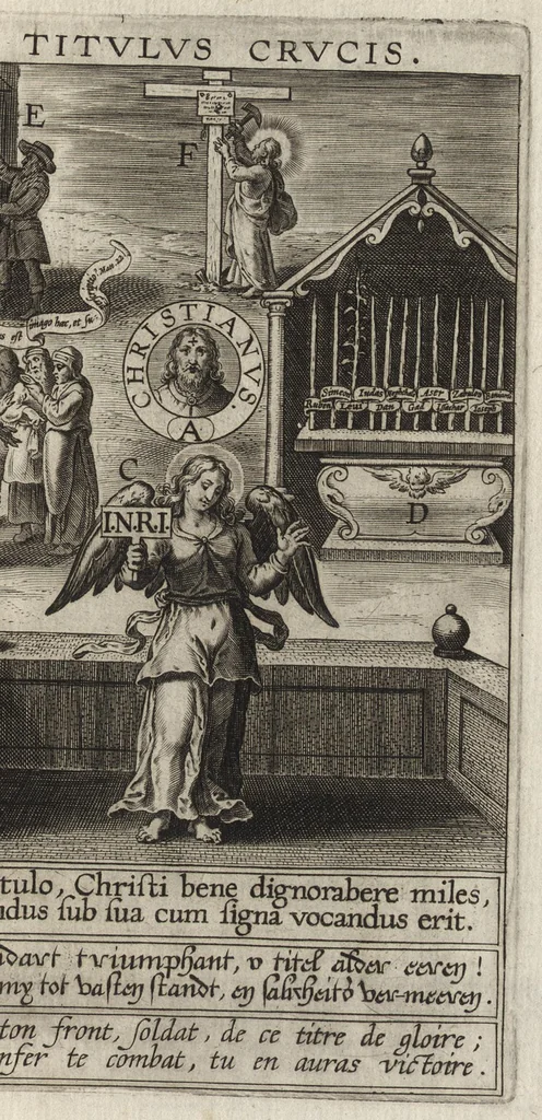 An illustration from Paradisus sponsi et sponsae : in quo messis myrrhae et aromatum ex instrumentis ac mysterijs passionis Christi colligenda, vt ei commoriamur ; et, Pancarpium Marianum, septemplici titulorum serie distinctum, vt in B. Virginis odorem curramus, et Christus formetur in nobis, 1618, leaf 252