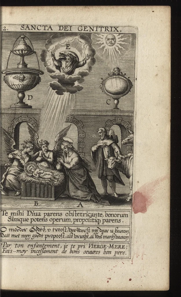 An illustration from Paradisus sponsi et sponsae : in quo messis myrrhae et aromatum ex instrumentis ac mysterijs passionis Christi colligenda, vt ei commoriamur ; et, Pancarpium Marianum, septemplici titulorum serie distinctum, vt in B. Virginis odorem curramus, et Christus formetur in nobis, 1618, leaf 370