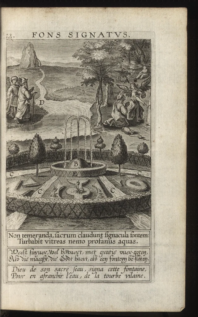 An illustration from Paradisus sponsi et sponsae : in quo messis myrrhae et aromatum ex instrumentis ac mysterijs passionis Christi colligenda, vt ei commoriamur ; et, Pancarpium Marianum, septemplici titulorum serie distinctum, vt in B. Virginis odorem curramus, et Christus formetur in nobis, 1618, leaf 430