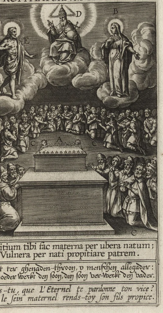 An illustration from Paradisus sponsi et sponsae : in quo messis myrrhae et aromatum ex instrumentis ac mysterijs passionis Christi colligenda, vt ei commoriamur ; et, Pancarpium Marianum, septemplici titulorum serie distinctum, vt in B. Virginis odorem curramus, et Christus formetur in nobis, 1618, leaf 626