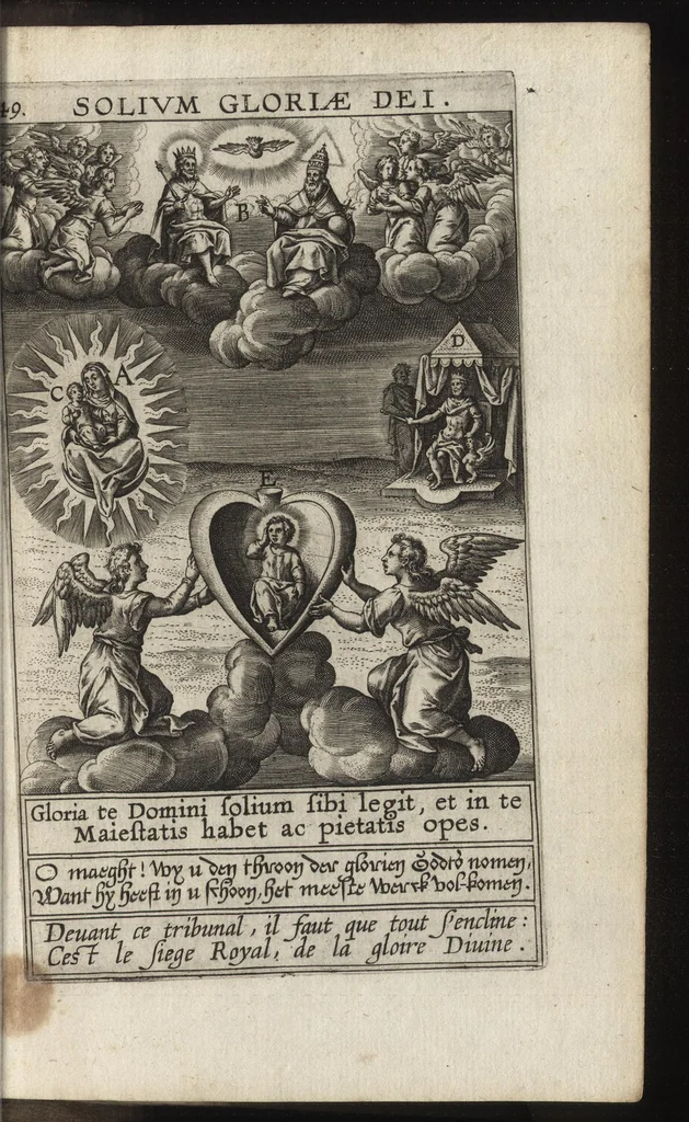 An illustration from Paradisus sponsi et sponsae : in quo messis myrrhae et aromatum ex instrumentis ac mysterijs passionis Christi colligenda, vt ei commoriamur ; et, Pancarpium Marianum, septemplici titulorum serie distinctum, vt in B. Virginis odorem curramus, et Christus formetur in nobis, 1618, leaf 650