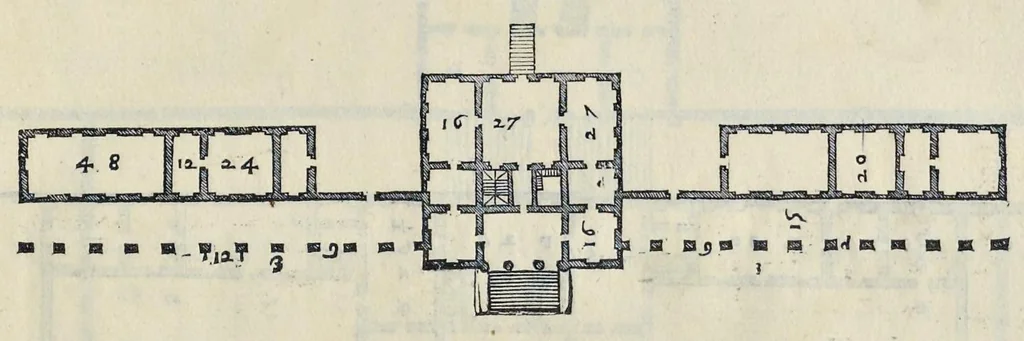 An illustration from I quattro libri dell'architettura di Andrea Palladio : ne' quali, dopo vn breue trattato de' cinque ordini, & di quelli auertimenti, che sono piu necessarij nel fabricare : si tratta delle case priuate, delle vie, dei ponti, delle piazze, dei xisti, et de' tempij, 1581, leaf 126