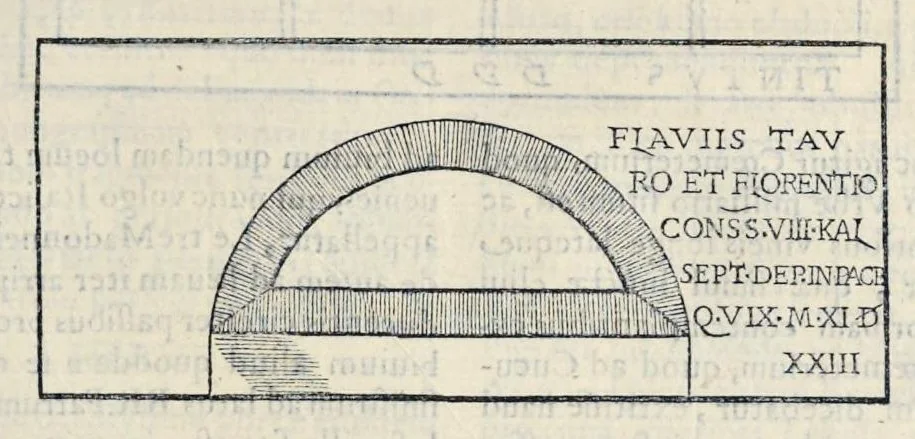 An illustration from Roma svbterranea novissima : in qva post Antonivm Bosivm antesignanvm, Io. Severanvm congreg. oratorii presbytervm, et celebres alios scriptores : antiqva Christianorvm et praecipue martyrun cœmeteria, titvli, monimenta, epitaphia, inscriptiones ac nobiliora sanctorvm sepvlchra, sex libris distincta illustrantvr et qvamplvrimae res ecclesiasticae iconibvs graphice describuntur, ac multiplici tum sacra, tum profana eruditione declarantur : cum duplici indice, capitum & rerum locupletissimo : opera et stvdio, 1651, leaf 338