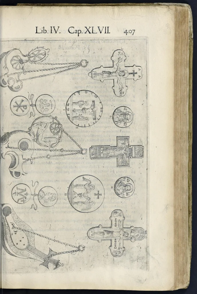 An illustration from Roma svbterranea novissima : in qva post Antonivm Bosivm antesignanvm, Io. Severanvm congreg. oratorii presbytervm, et celebres alios scriptores : antiqva Christianorvm et praecipue martyrun cœmeteria, titvli, monimenta, epitaphia, inscriptiones ac nobiliora sanctorvm sepvlchra, sex libris distincta illustrantvr et qvamplvrimae res ecclesiasticae iconibvs graphice describuntur, ac multiplici tum sacra, tum profana eruditione declarantur : cum duplici indice, capitum & rerum locupletissimo : opera et stvdio, 1651, leaf 430