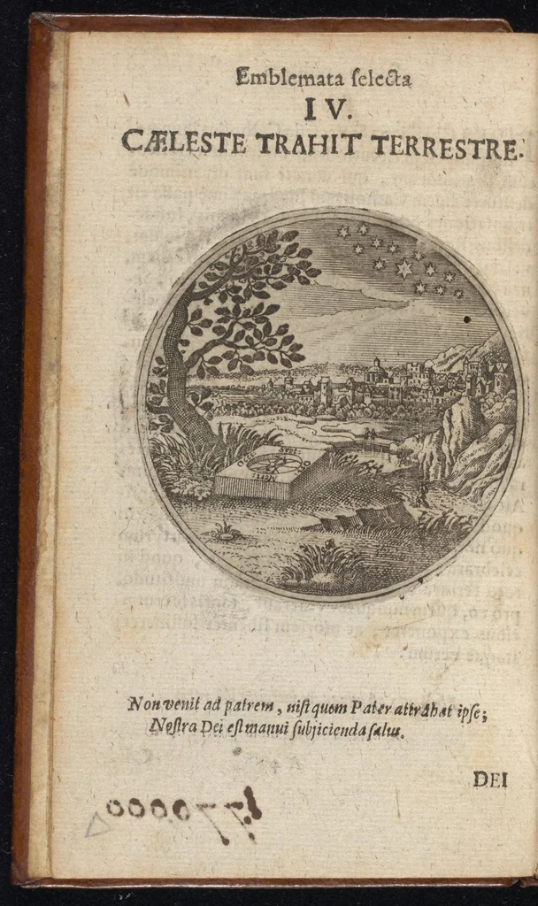 An illustration from Centuria exquisitissimorum symbolorum et emblematum : historiarum sacro-prophanarum moralium & politicarum cultoribus perquam utilis & necessaria : ex eruditissimis prisci & moderni saeculi auctoribus collecta, quae propter illorum praestantiam tanquam continuatio famosi Joachimi Camerarii intitulari potest, 1680, leaf 11