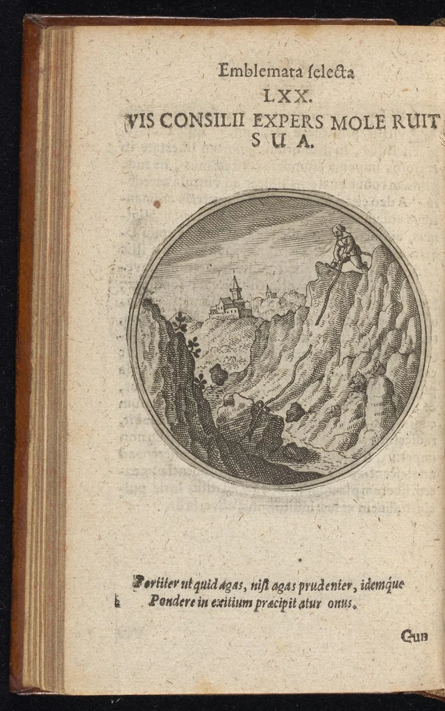 An illustration from Centuria exquisitissimorum symbolorum et emblematum : historiarum sacro-prophanarum moralium & politicarum cultoribus perquam utilis & necessaria : ex eruditissimis prisci & moderni saeculi auctoribus collecta, quae propter illorum praestantiam tanquam continuatio famosi Joachimi Camerarii intitulari potest, 1680, leaf 143
