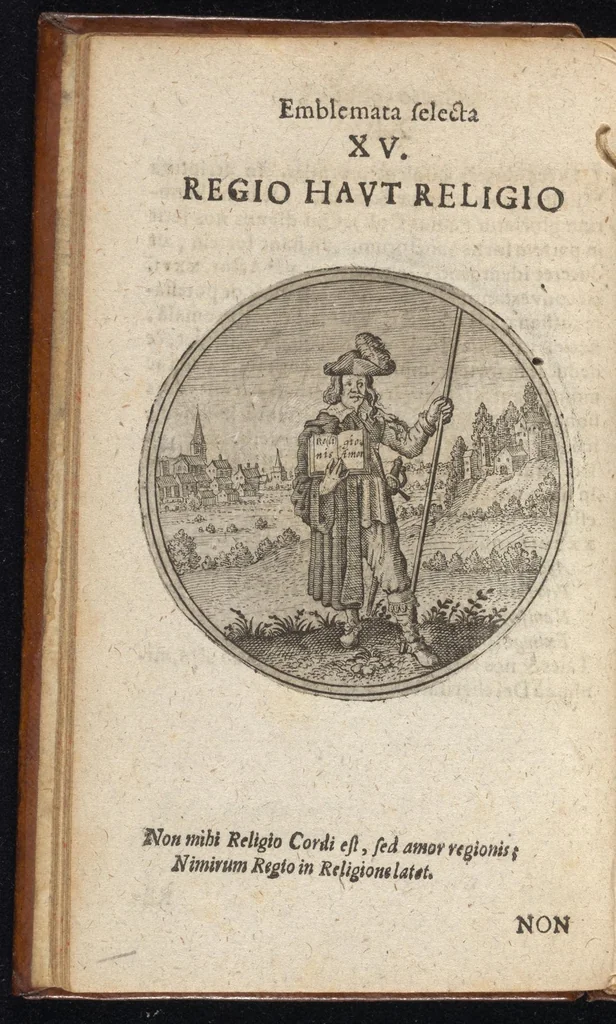 An illustration from Centuria exquisitissimorum symbolorum et emblematum : historiarum sacro-prophanarum moralium & politicarum cultoribus perquam utilis & necessaria : ex eruditissimis prisci & moderni saeculi auctoribus collecta, quae propter illorum praestantiam tanquam continuatio famosi Joachimi Camerarii intitulari potest, 1680, leaf 33