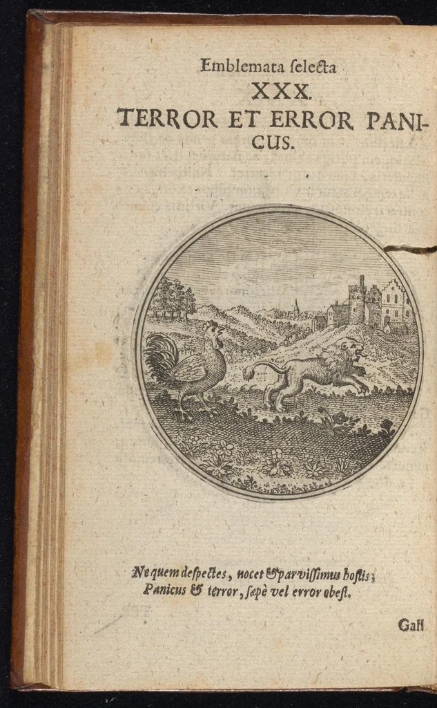 An illustration from Centuria exquisitissimorum symbolorum et emblematum : historiarum sacro-prophanarum moralium & politicarum cultoribus perquam utilis & necessaria : ex eruditissimis prisci & moderni saeculi auctoribus collecta, quae propter illorum praestantiam tanquam continuatio famosi Joachimi Camerarii intitulari potest, 1680, leaf 63
