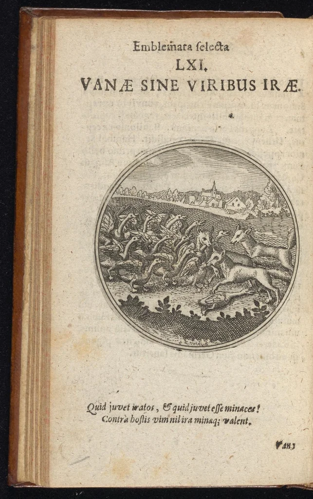 An illustration from Centuria exquisitissimorum symbolorum et emblematum : historiarum sacro-prophanarum moralium & politicarum cultoribus perquam utilis & necessaria : ex eruditissimis prisci & moderni saeculi auctoribus collecta, quae propter illorum praestantiam tanquam continuatio famosi Joachimi Camerarii intitulari potest, 1680, leaf 85