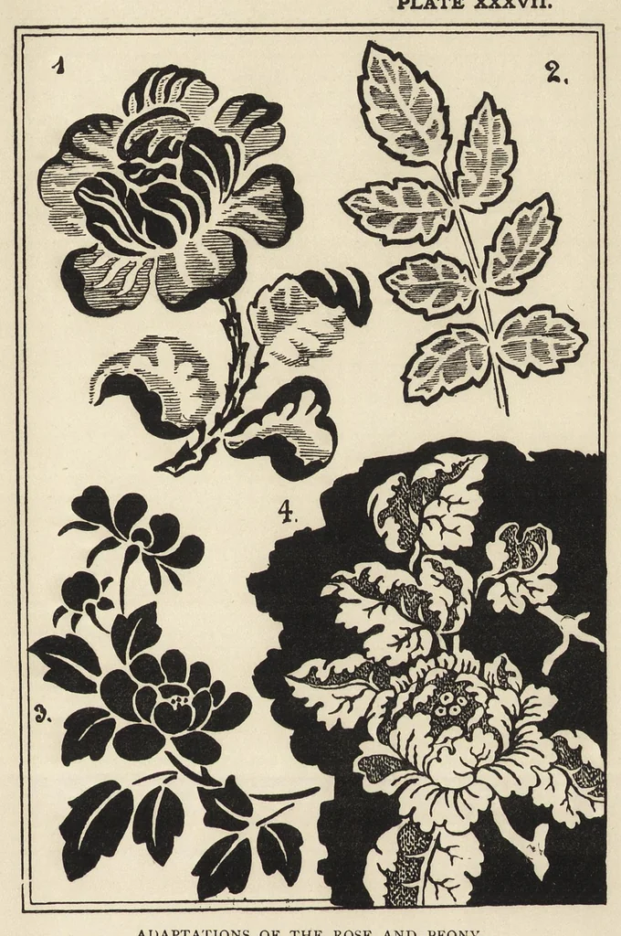An illustration from A text book dealing with ornamental design for woven fabrics, 1900, leaf 182