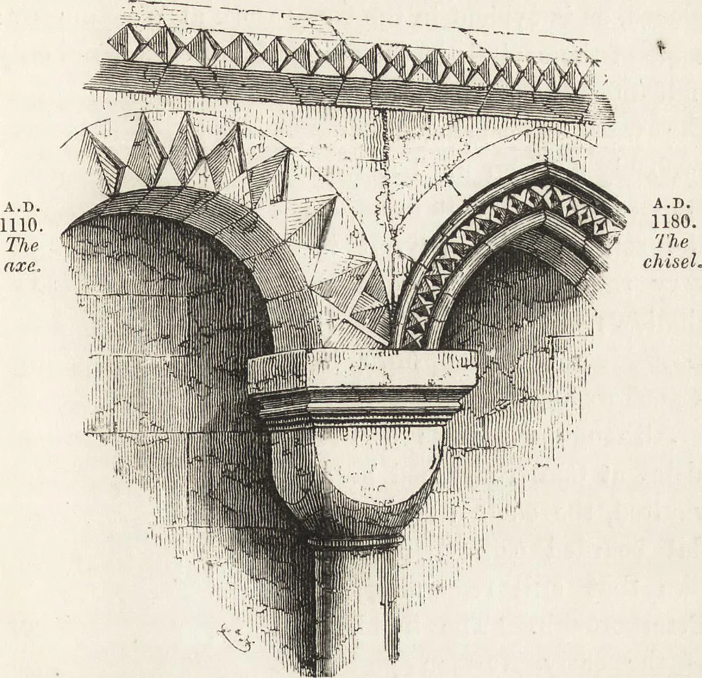 An illustration from An introduction to the study of Gothic architecture, 1861, leaf 60