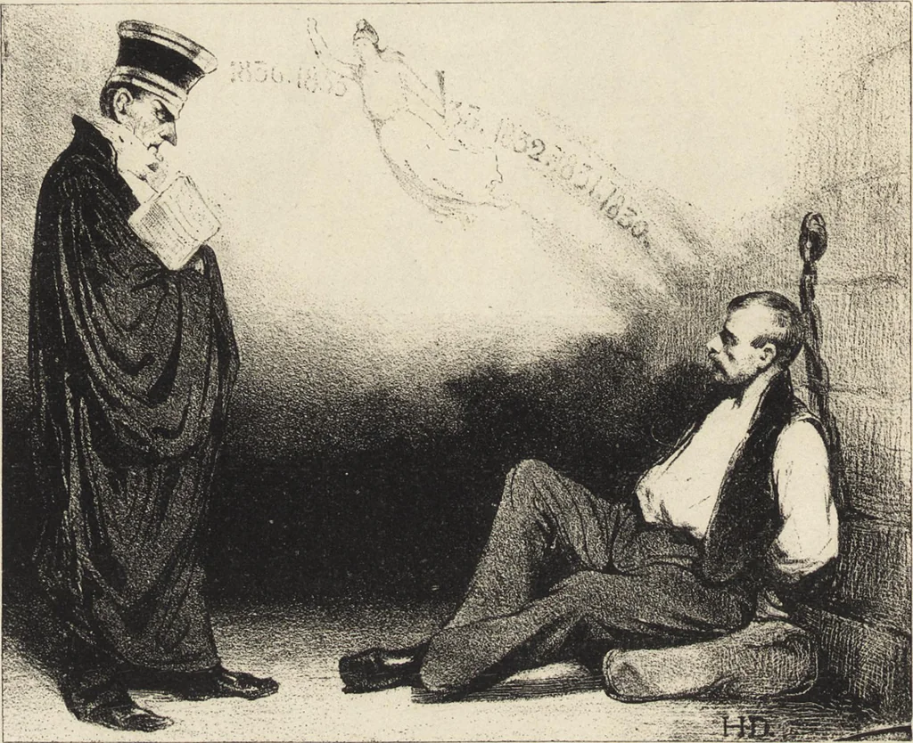 An illustration from Catalogue raisonné de l'oeuvre lithographié de Honoré Daumier, 1904, leaf 91