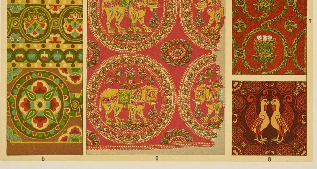 An illustration from Stil-Lehre für farbige Flächen-Verzierung und Gewebe-Musterung, 1909, leaf 102